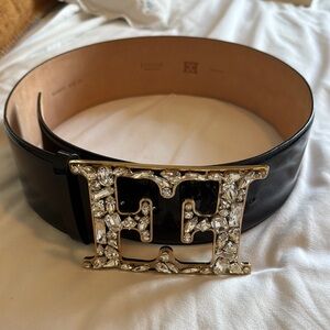 Elegant Black Belt with Gold Buckle